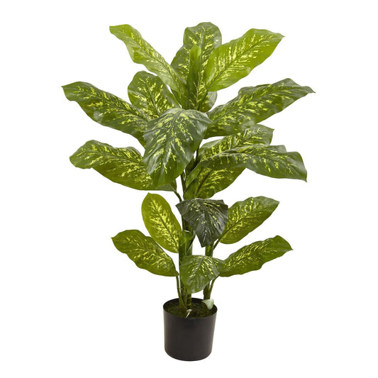 4 ft Dieffenbachia artificial plant by Nearly Natural with variegated leaves in pot on Tampa Home & Garden Store