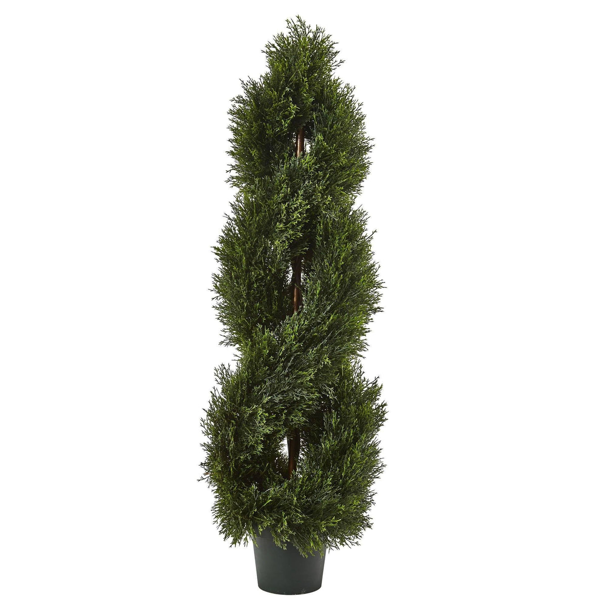 4 ft double pond cypress spiral topiary UV resistant indoor/outdoor Nearly Natural in pot on Tampa Home & Garden Store