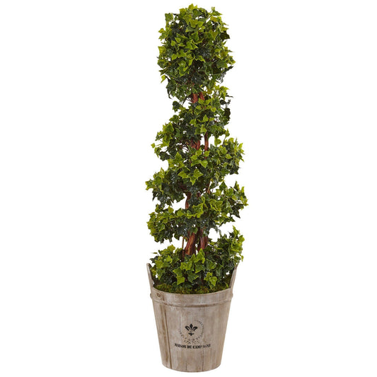 4’ English Ivy Tree in Farmhouse Planter UV Resistant (Indoor/Outdoor) - Tampa Home & Garden Store