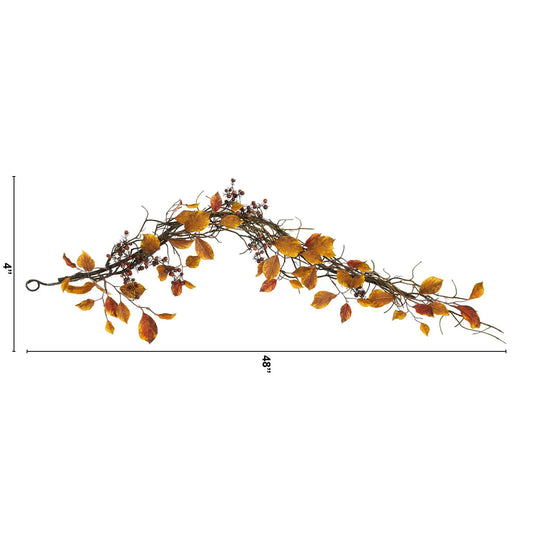 4’ Fall Foliage, Berries  and Twig Artificial Garland - Tampa Home & Garden Store