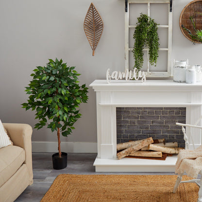 Nearly Natural 4ft Ficus Artificial Tree in black pot with lush green leaves on Tampa Home & Garden Store