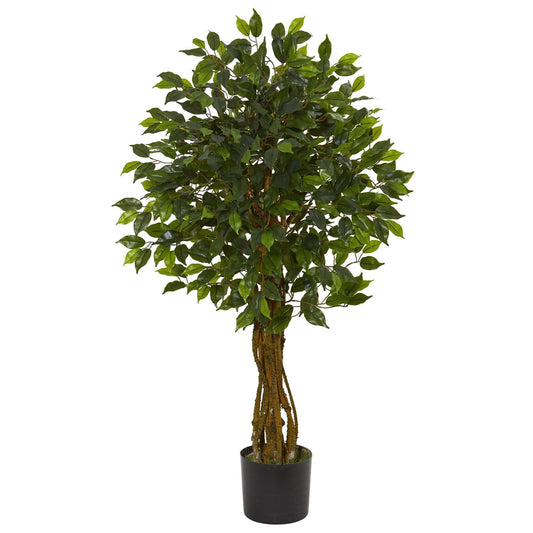4ft ficus artificial tree by Nearly Natural with UV resistant indoor/outdoor in black planter on Tampa Home & Garden Store