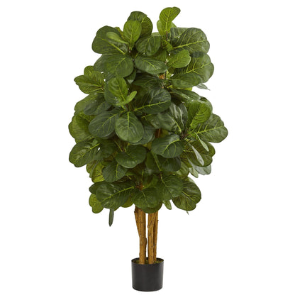 4 ft Fiddle Leaf Fig Artificial Tree, Nearly Natural, dense green leaves on multiple trunks on Tampa Home & Garden Store