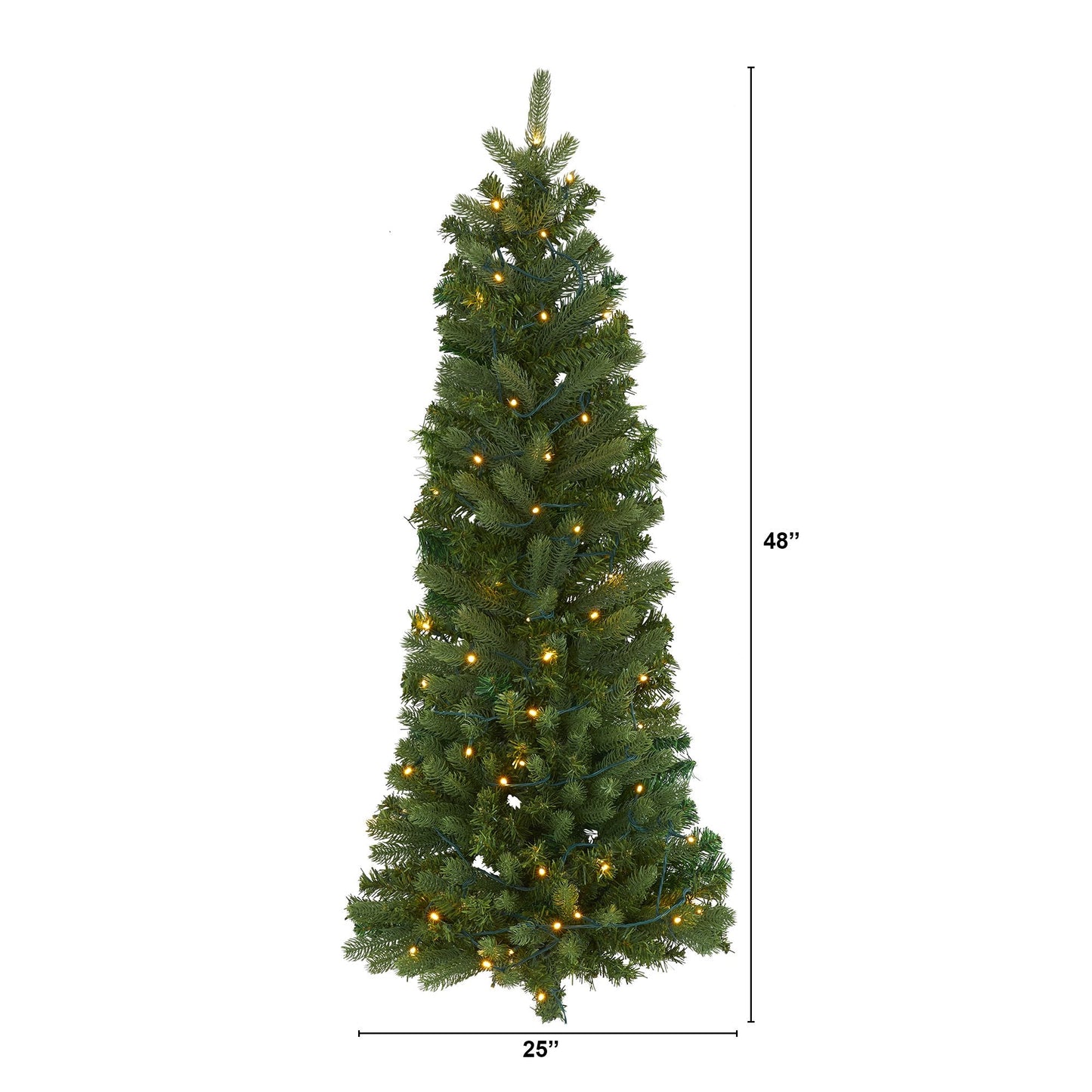 Nearly Natural 4' flat-back wall-hanging artificial Christmas tree with 50 clear LED lights on Tampa Home & Garden Store