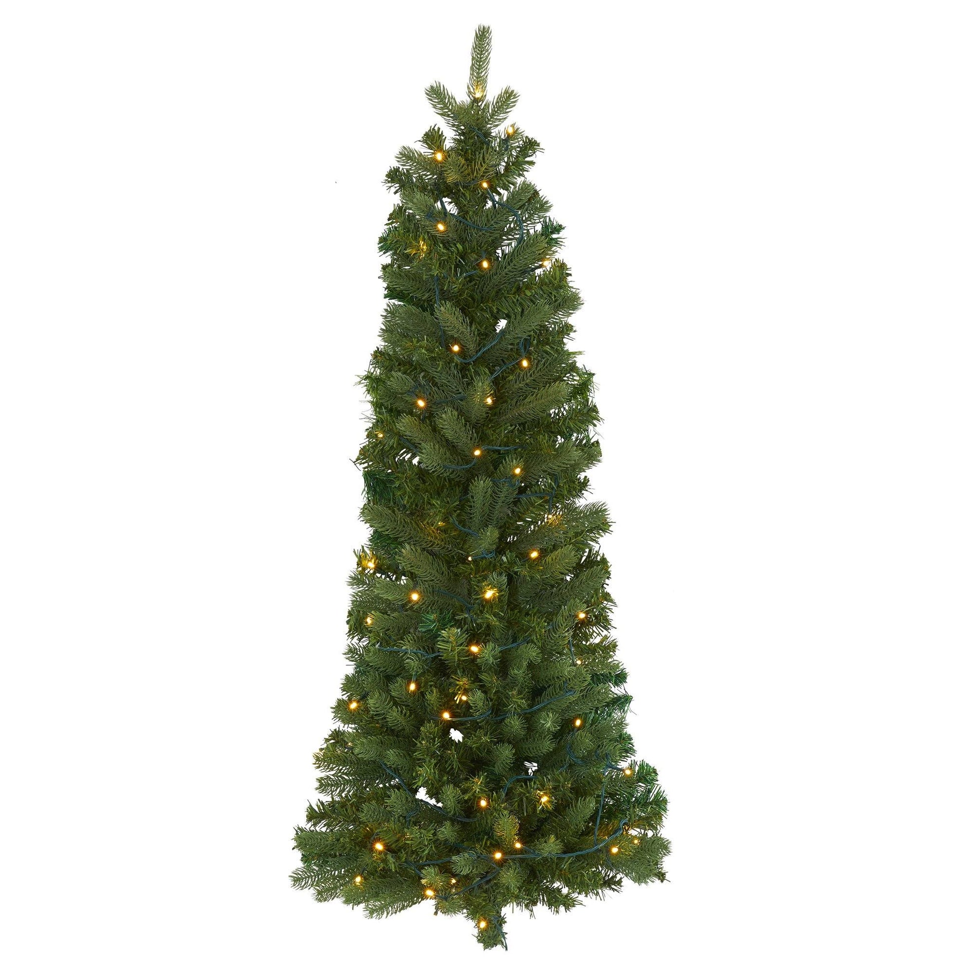 4 ft flat-back wall hanging artificial Christmas tree with 50 clear LED lights by Nearly Natural on Tampa Home & Garden Store