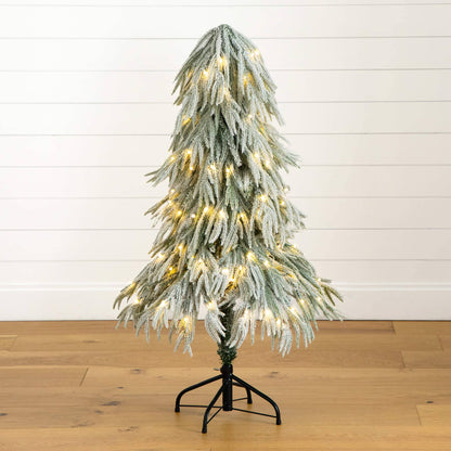 4' Nearly Natural flocked pre-lit Christmas tree with 110 LED lights, down-swept branches on Tampa Home & Garden Store