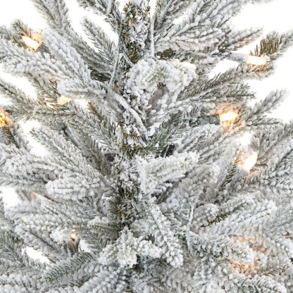 4 ft flocked Fraser Fir artificial Christmas tree with warm white lights in a gray planter on Tampa Home & Garden Store