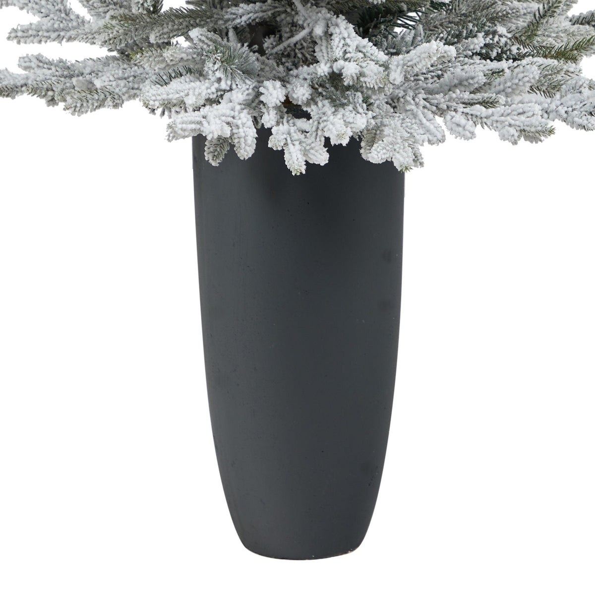 4ft flocked Fraser fir artificial Christmas tree in planter, 200 lights, 481 bendable branches on Tampa Home & Garden Store