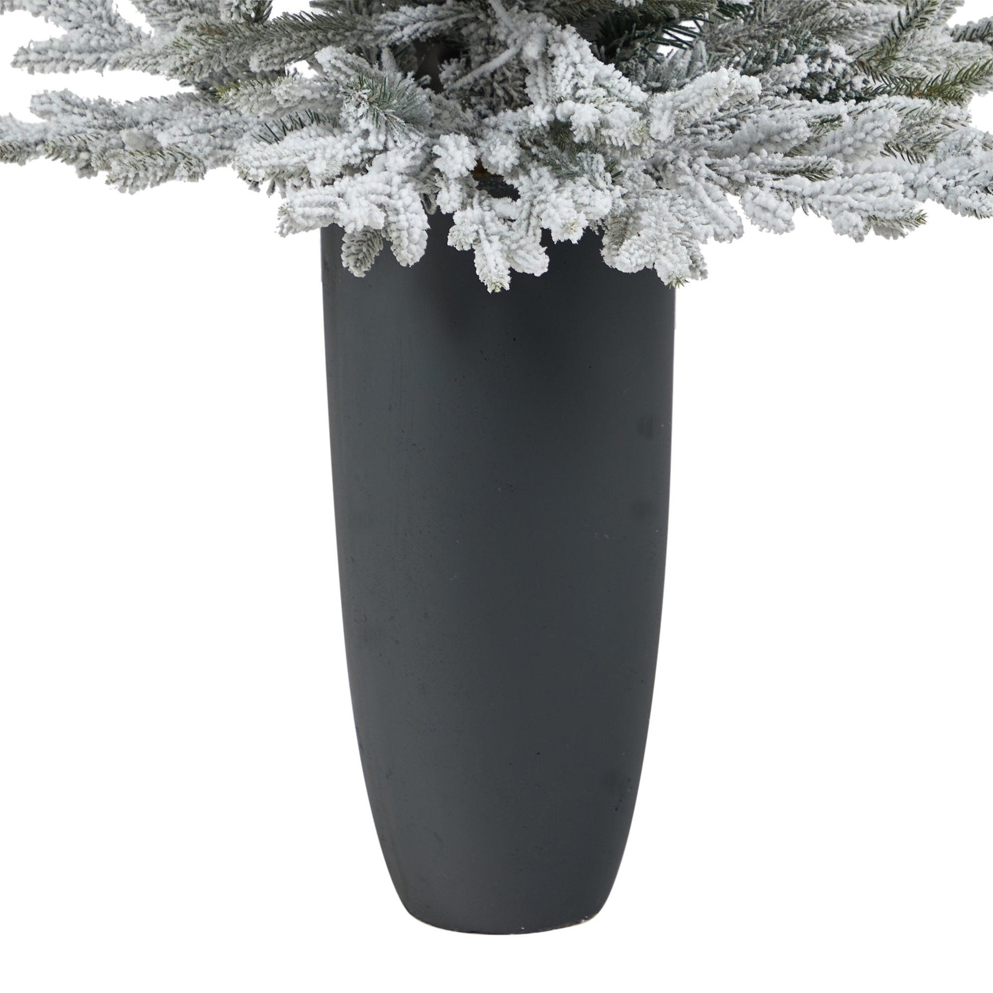 4ft flocked Fraser fir artificial Christmas tree in planter, 200 lights, 481 bendable branches on Tampa Home & Garden Store