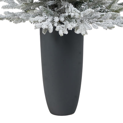 4ft flocked Fraser fir artificial Christmas tree in planter, 200 lights, 481 bendable branches on Tampa Home & Garden Store
