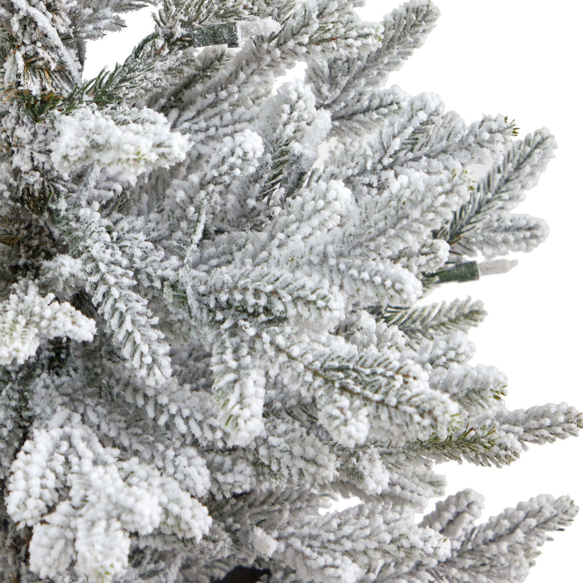 4 ft flocked Fraser Fir Christmas tree branches by Nearly Natural with white snow-like flocking on Tampa Home & Garden Store