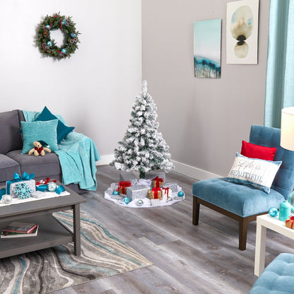 4' Flocked Rock Springs Spruce artificial Christmas tree by Nearly Natural on Tampa Home & Garden Store