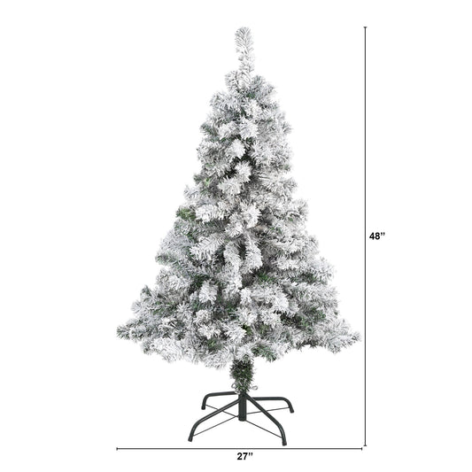 4 ft flocked Rock Springs Spruce artificial Christmas tree by Nearly Natural on metal stand on Tampa Home & Garden Store