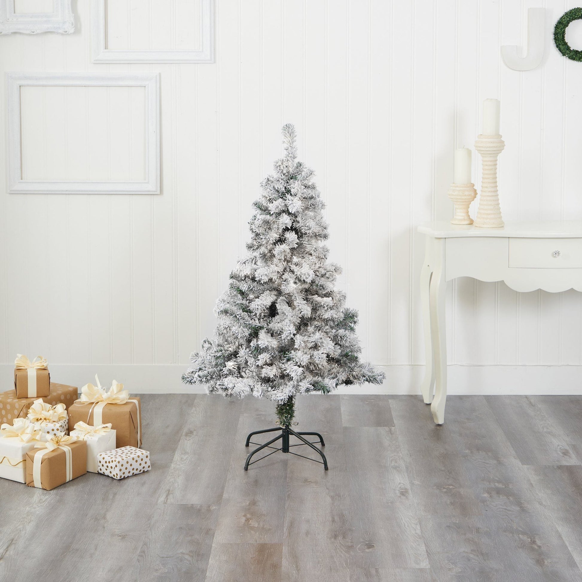 4' Flocked Rock Springs Spruce Artificial Christmas Tree Nearly Natural, white flocked on Tampa Home & Garden Store