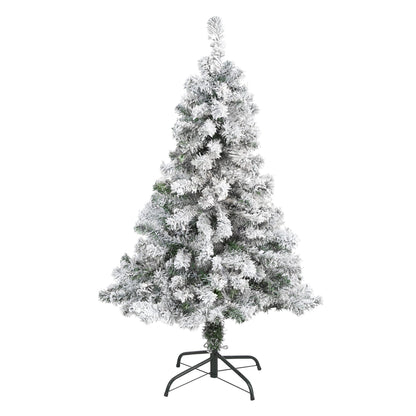 4 ft flocked rock springs spruce artificial Christmas tree Nearly Natural on metal stand on Tampa Home & Garden Store