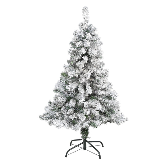4 ft flocked rock springs spruce artificial Christmas tree Nearly Natural on metal stand on Tampa Home & Garden Store