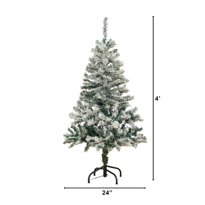 4 ft flocked Rock Springs spruce artificial Christmas tree with 100 LED lights Nearly Natural on Tampa Home & Garden Store
