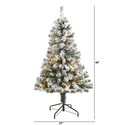 Árbol de Navidad artificial de abeto de Virginia Occidental de 4 pies con 100 luces LED transparentes
