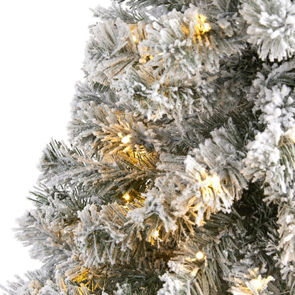 Árbol de Navidad artificial de abeto de Virginia Occidental de 4 pies con 100 luces LED transparentes