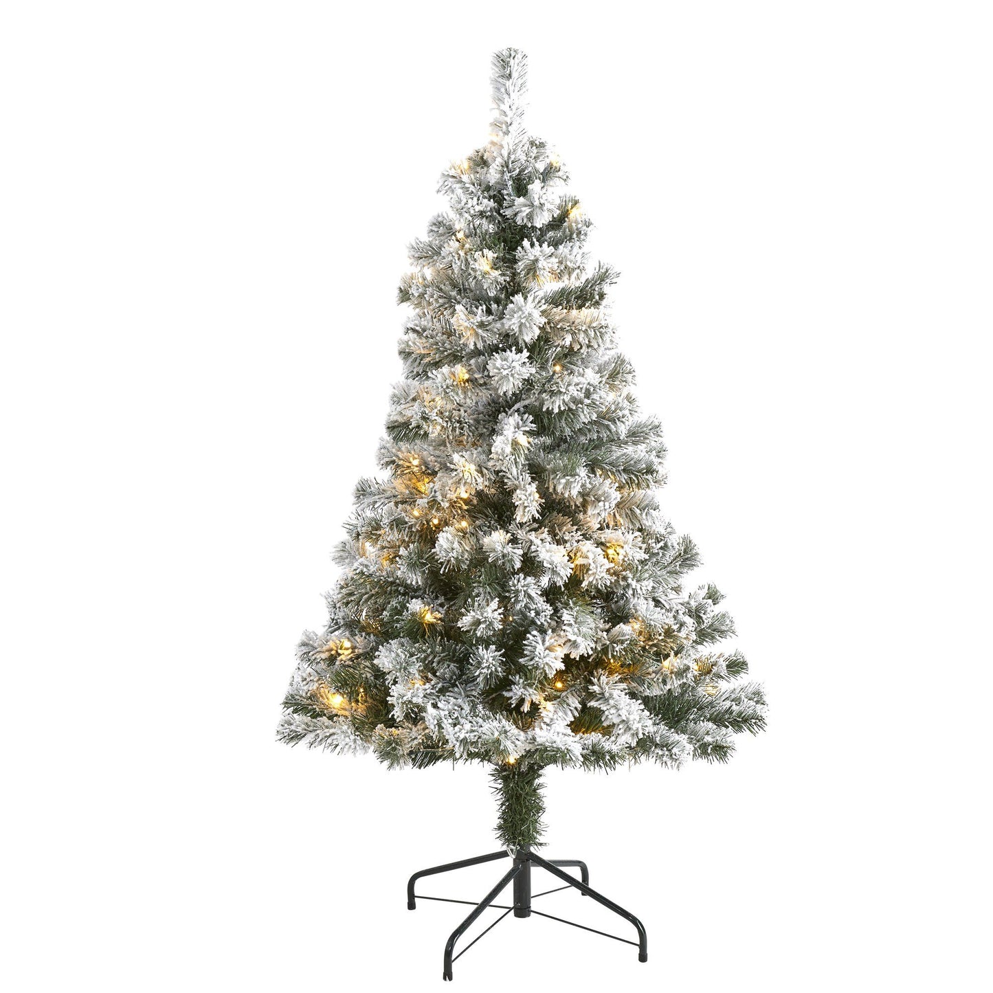 Árbol de Navidad artificial de abeto de Virginia Occidental de 4 pies con 100 luces LED transparentes