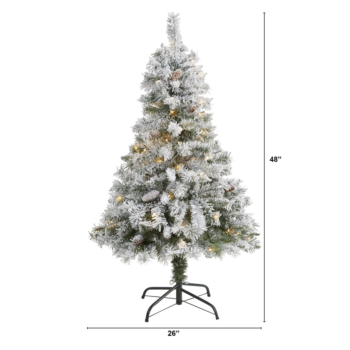 4' flocked white pine artificial Christmas tree with LED lights, Nearly Natural on Tampa Home & Garden Store