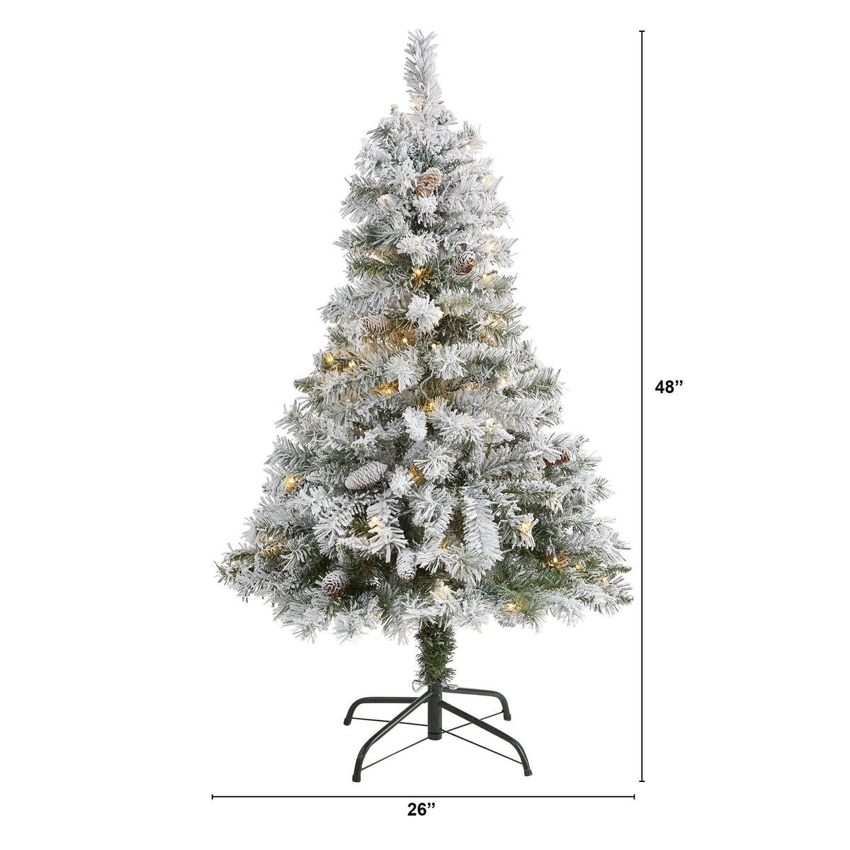 4' flocked white pine artificial Christmas tree with LED lights, Nearly Natural on Tampa Home & Garden Store