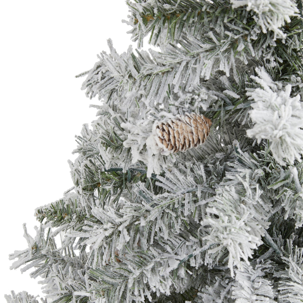 4' flocked white river mountain pine artificial Christmas tree by Nearly Natural with pinecones on Tampa Home & Garden Store