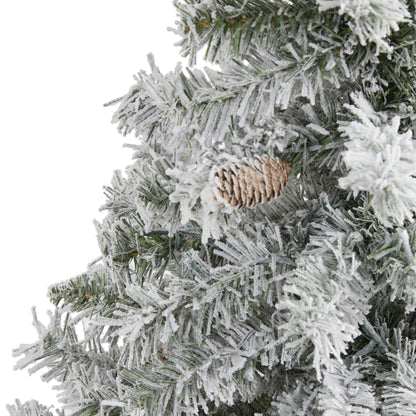 4' flocked white river mountain pine artificial Christmas tree by Nearly Natural with pinecones on Tampa Home & Garden Store
