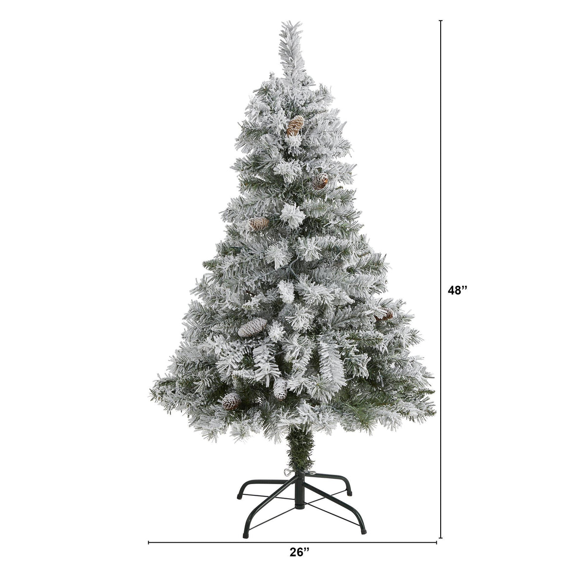 4 ft flocked white river mountain pine artificial Christmas tree with pinecones on Tampa Home & Garden Store