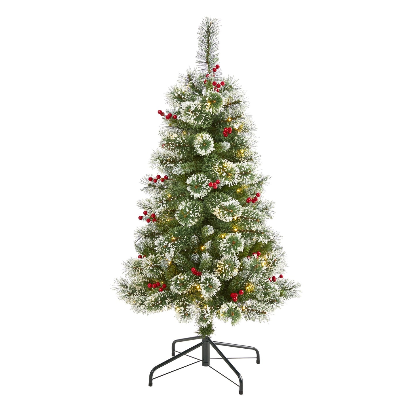 4 Feet Frosted Swiss Pine Tree and Clear Lights