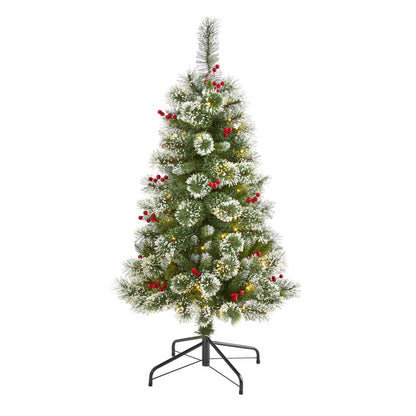 4 Feet Frosted Swiss Pine Tree and Clear Lights