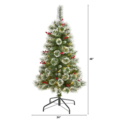4 Feet Frosted Swiss Pine Tree and Clear Lights