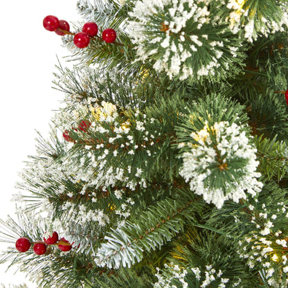 4 Feet Frosted Swiss Pine Tree and Clear Lights