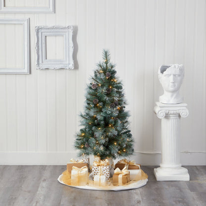 4ft Frosted Tip Mountain Pine artificial Christmas tree with 100 clear lights on Tampa Home & Garden Store