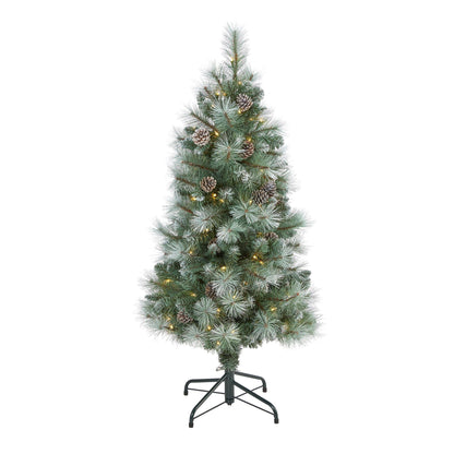 4 ft frosted BC mountain pine Christmas tree by Nearly Natural with 100 clear lights on Tampa on Tampa Home & Garden Store