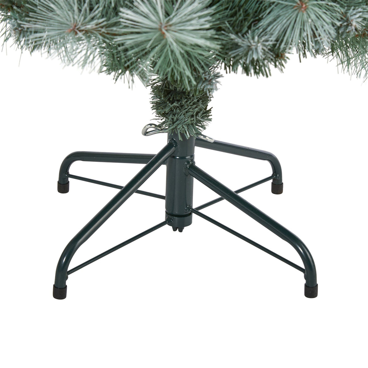 Nearly Natural 4 ft frosted tip pine Christmas tree with bendable branches on metal stand on Tampa Home & Garden Store