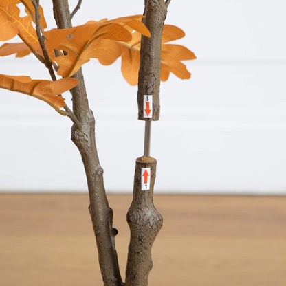 4' Artificial Autumn Oak Tree with orange leaves and textured brown trunk on Tampa Home & Garden Store