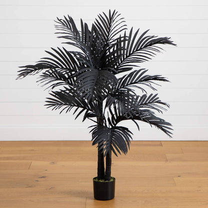 4' Artificial Halloween Black Golden Cane Tree Nearly Natural in black pot on Tampa Home & Garden Store