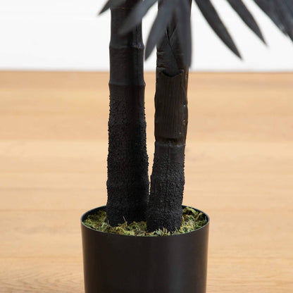 4' artificial Halloween black cane tree with textured trunks in a black pot with moss on Tampa Home & Garden Store