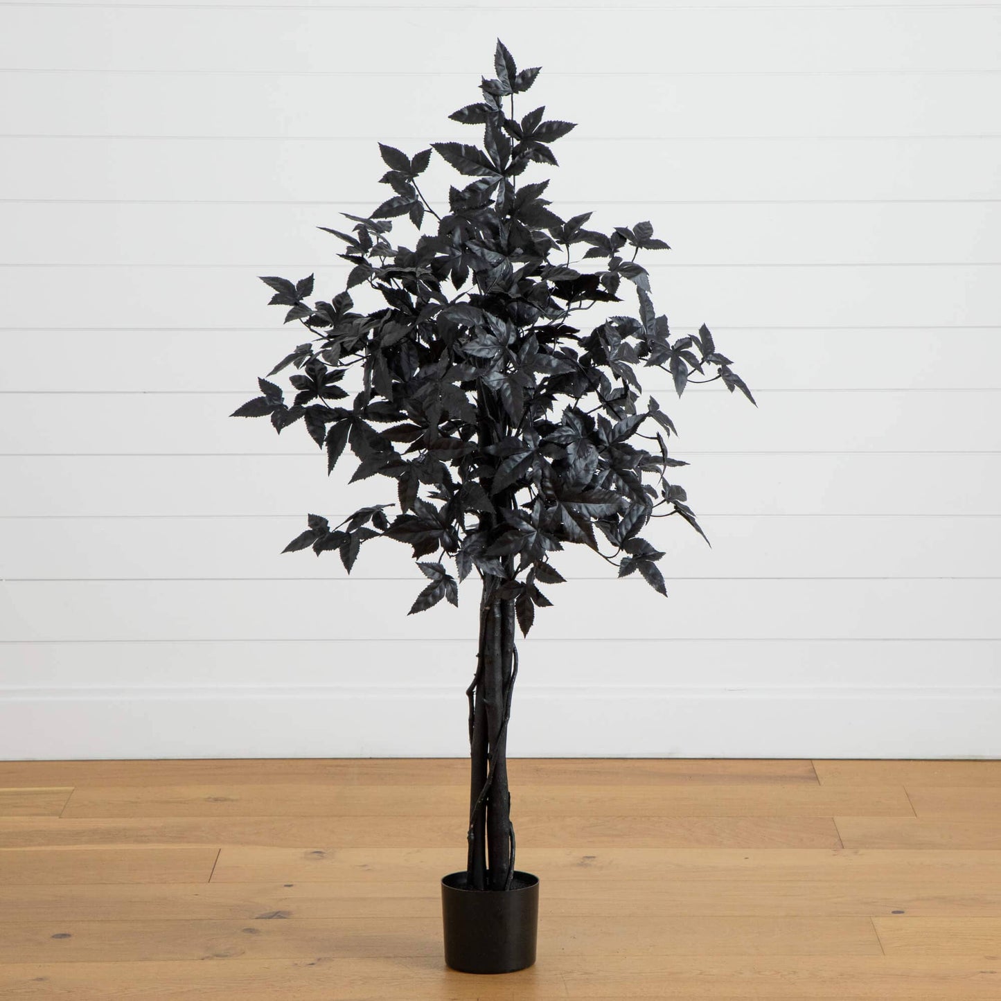 4 ft Artificial Halloween Black Maple Tree with Natural Trunk Nearly Natural in black pot on Tampa Home & Garden Store