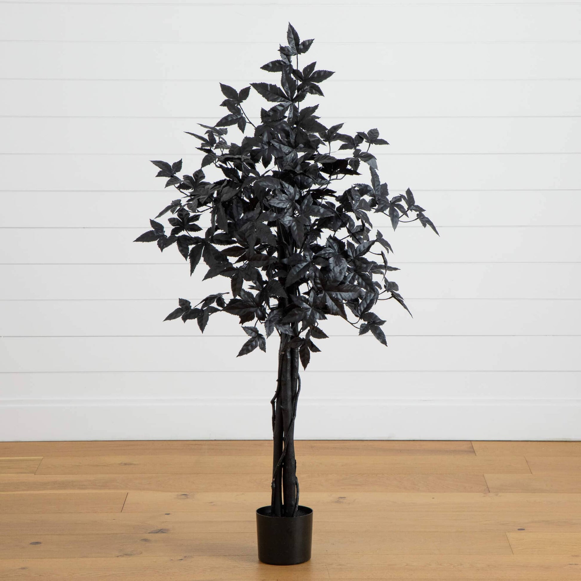 4 ft Artificial Halloween Black Maple Tree with Natural Trunk Nearly Natural in black pot on Tampa Home & Garden Store