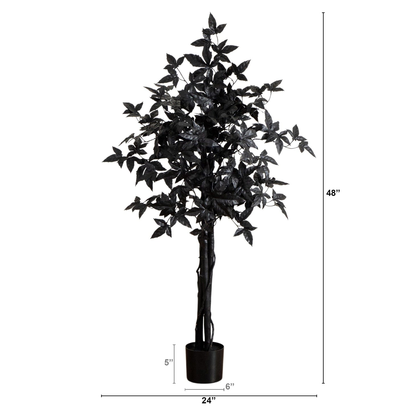 4' Artificial Halloween Black Maple Tree with Natural Trunk by Nearly Natural in black pot on Tampa Home & Garden Store