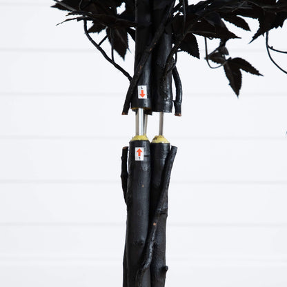 Artificial Halloween Black Maple Tree with Natural Trunk, 4 ft, leaves, trunk labels on Tampa Home & Garden Store