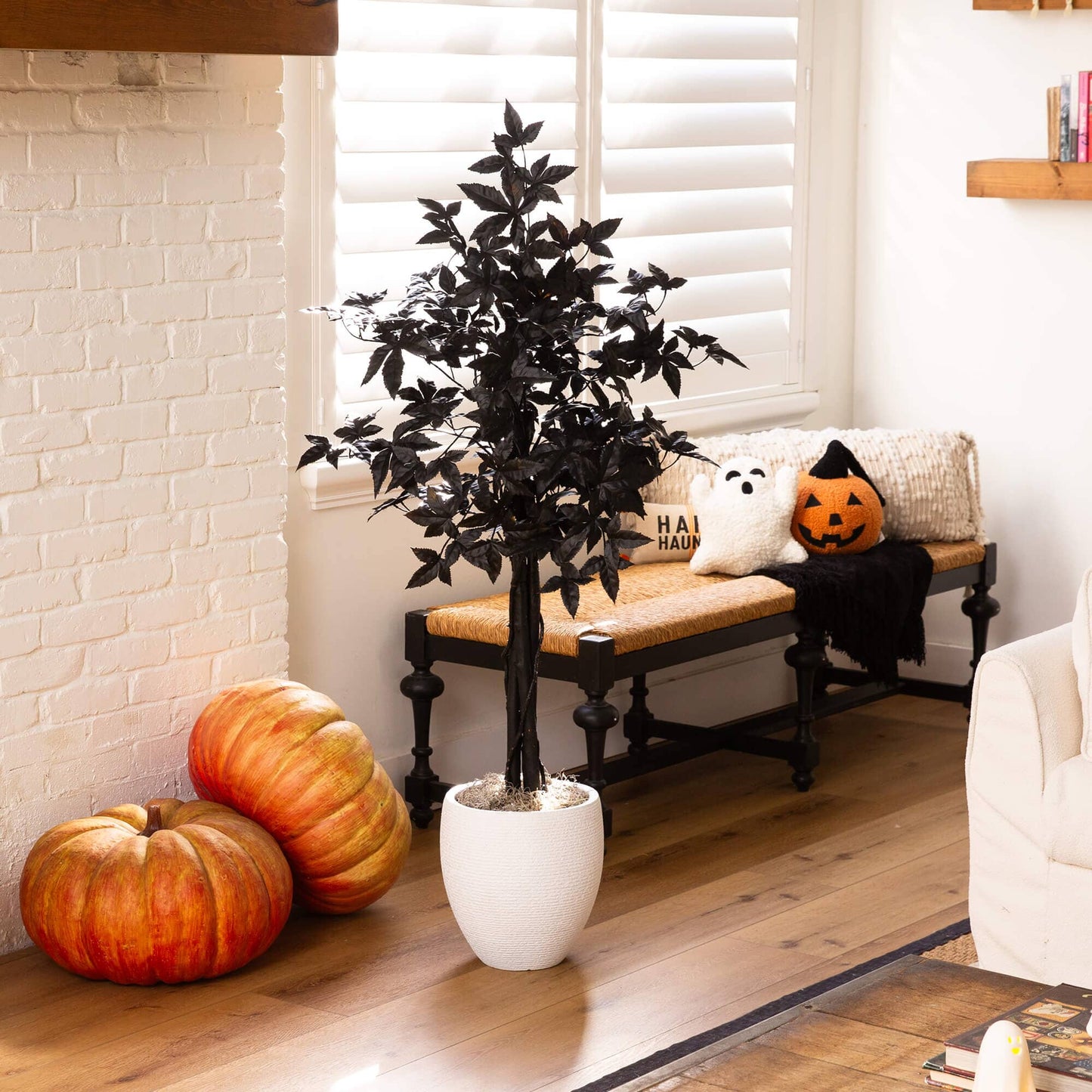 Tree 4' artificial Halloween Black Maple Tree with natural trunk by Nearly Natural on Tampa Home & Garden Store