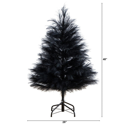 4' Artificial Halloween Black Pampas Grass Christmas Tree by Nearly Natural on metal stand on Tampa Home & Garden Store