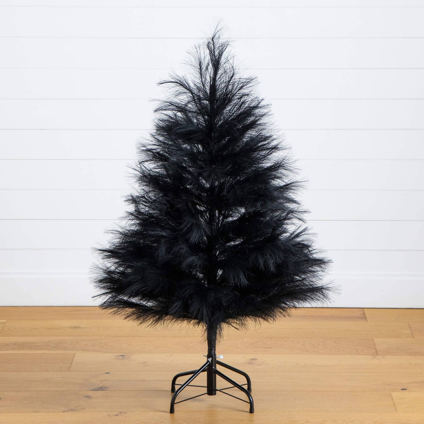 4' artificial Halloween Black Pampas Grass Christmas Tree by Nearly Natural on metal stand on Tampa Home & Garden Store