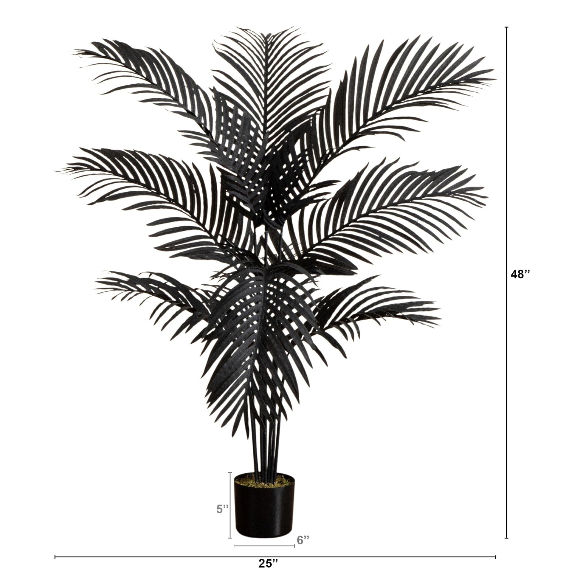 4' Artificial Halloween Black Paradise Palm Tree by Nearly Natural in black pot on Tampa Home & Garden Store