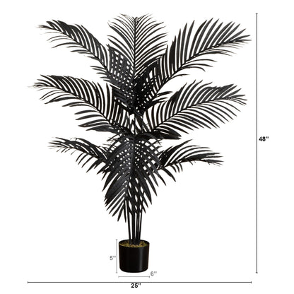 4' Artificial Halloween Black Paradise Palm Tree by Nearly Natural in black pot on Tampa Home & Garden Store