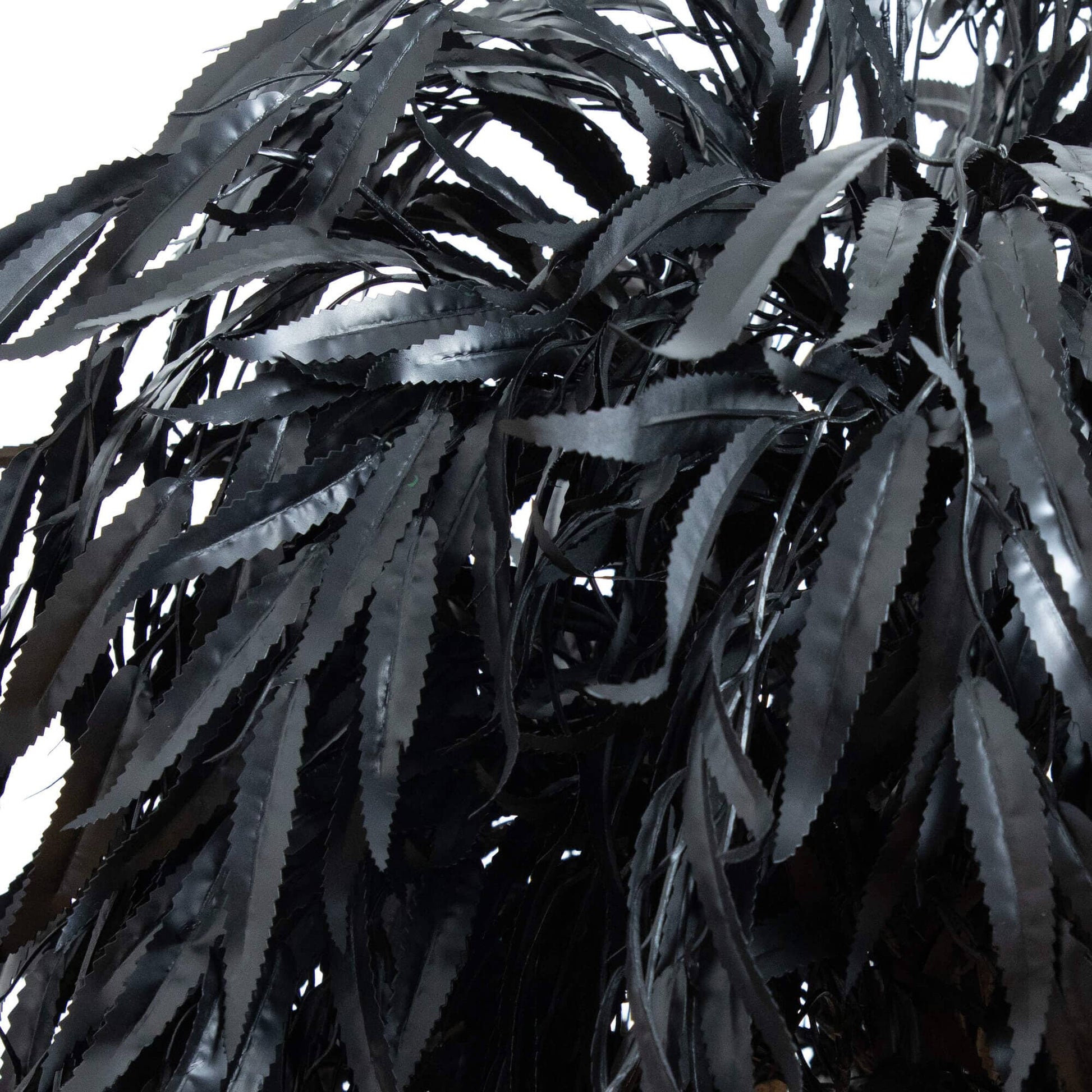 4' Artificial Halloween Black Willow Tree by Nearly Natural close-up of black serrated leaves on Tampa Home & Garden Store