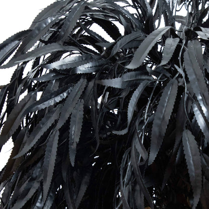 4' Artificial Halloween Black Willow Tree by Nearly Natural close-up of black serrated leaves on Tampa Home & Garden Store